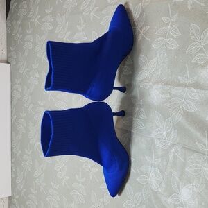 Blue High Heel Knit Boot